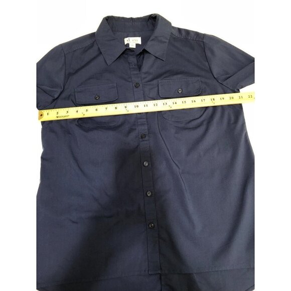 Denim & Co Womens Size S Top Button Front Long Sleeve Top Pocket Blue Tunic - Picture 6 of 9